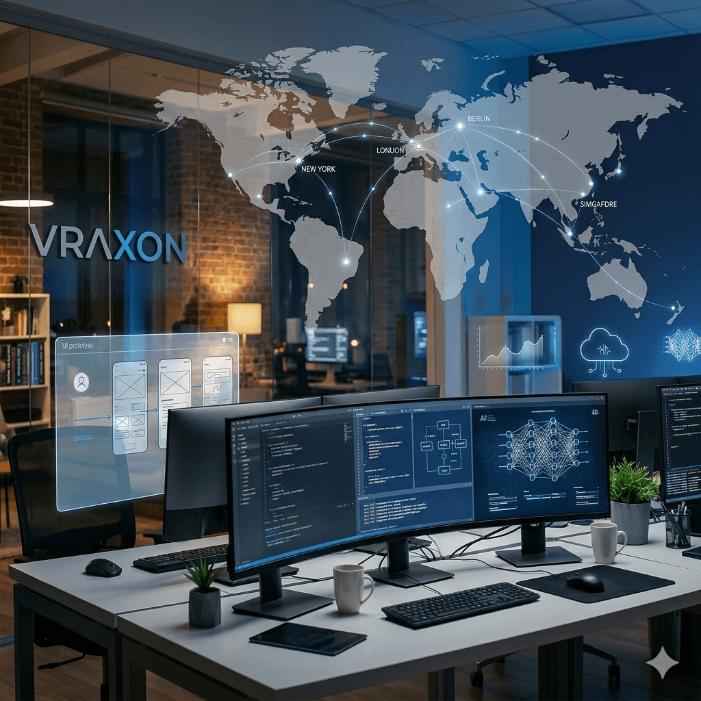 Vraxon software development team collaborating on a digital product